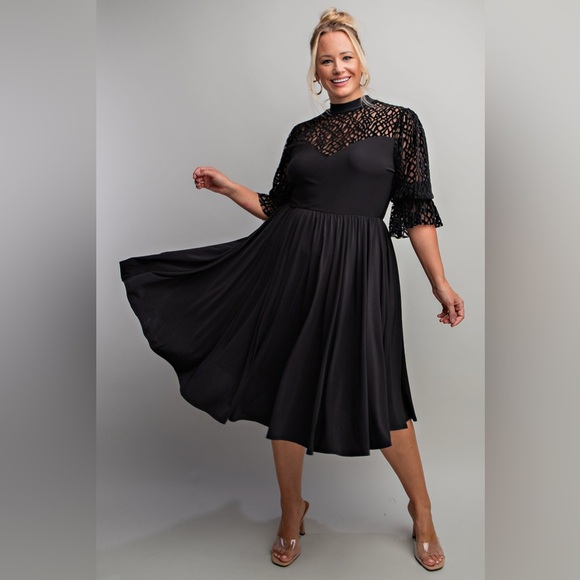 Curve size Black Lace Women's Dress - Picture 3 of 3